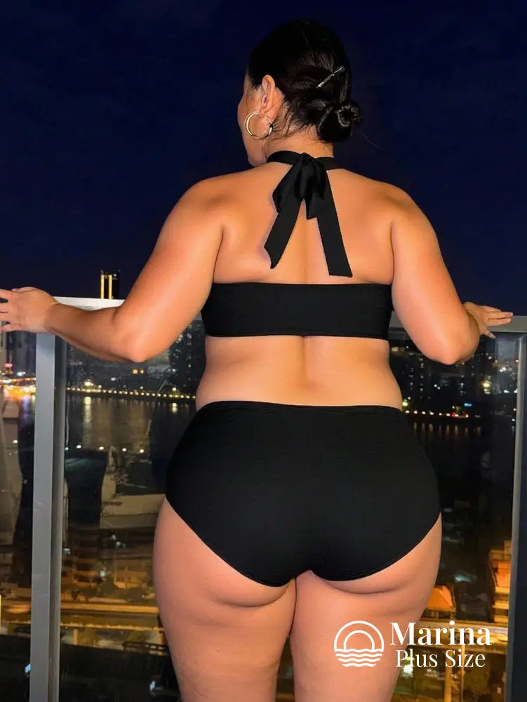 Biquíni Halter Cruzado Cintura Alta Aviamento Plus Size Biquíni Halter Cruzado Cintura Alta Aviamento Plus Size