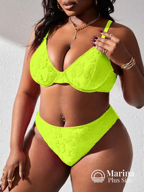 Biquíni Meia Taça Texturizado Floral Plus Size Biquíni Meia Taça Texturizado Floral Plus Size