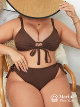 Biquíni Texturizado Amarração Frontal E Lateral Plus Size Castanho / G Biquíni Texturizado Amarração Frontal E Lateral