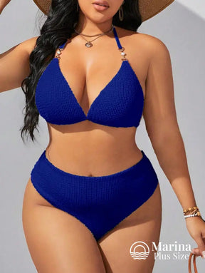 Biquíni Texturizado Cintura Alta Plus Size Biquíni Texturizado Cintura Alta Plus Size