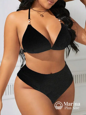 Biquíni Texturizado Cintura Alta Plus Size Biquíni Texturizado Cintura Alta Plus Size