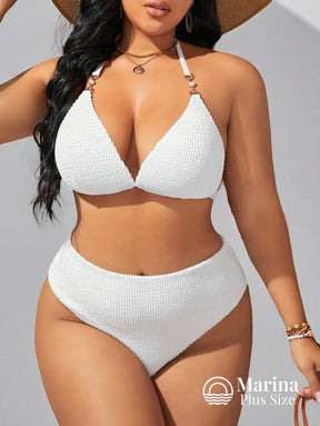 Biquíni Texturizado Cintura Alta Plus Size Biquíni Texturizado Cintura Alta Plus Size
