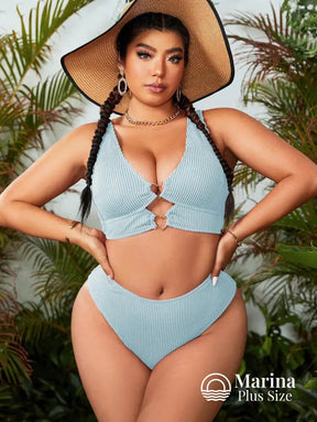 Biquíni Texturizado Recorte Detalhe Argolas Plus Size Biquíni Texturizado Recorte Detalhe Argolas Plus Size