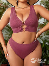 Biquíni Texturizado Recorte Detalhe Argolas Plus Size Vinho / G Biquíni Texturizado Recorte Detalhe Argolas Plus Size
