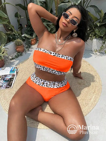 Biquíni Tomara Que Caia Animal Print Plus Size Laranja / G Biquíni Tomara Que Caia Animal Print Plus Size