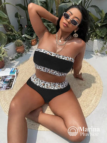 Biquíni Tomara Que Caia Animal Print Plus Size Preto / G Biquíni Tomara Que Caia Animal Print Plus Size