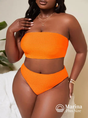 Biquíni Tomara Que Caia Canelado Cintura Alta Plus Size Biquíni Tomara Que Caia Canelado Cintura Alta Plus Size