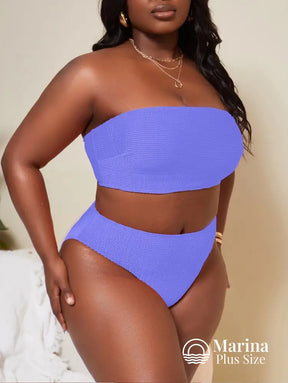 Biquíni Tomara Que Caia Canelado Cintura Alta Plus Size Biquíni Tomara Que Caia Canelado Cintura Alta Plus Size