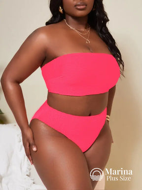 Biquíni Tomara Que Caia Canelado Cintura Alta Plus Size Biquíni Tomara Que Caia Canelado Cintura Alta Plus Size