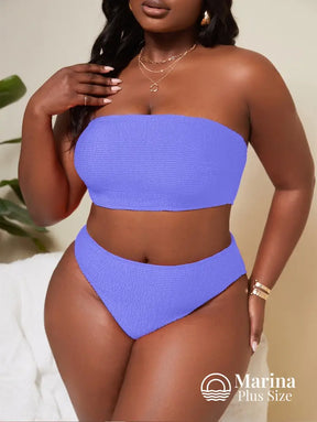 Biquíni Tomara Que Caia Canelado Cintura Alta Plus Size Biquíni Tomara Que Caia Canelado Cintura Alta Plus Size