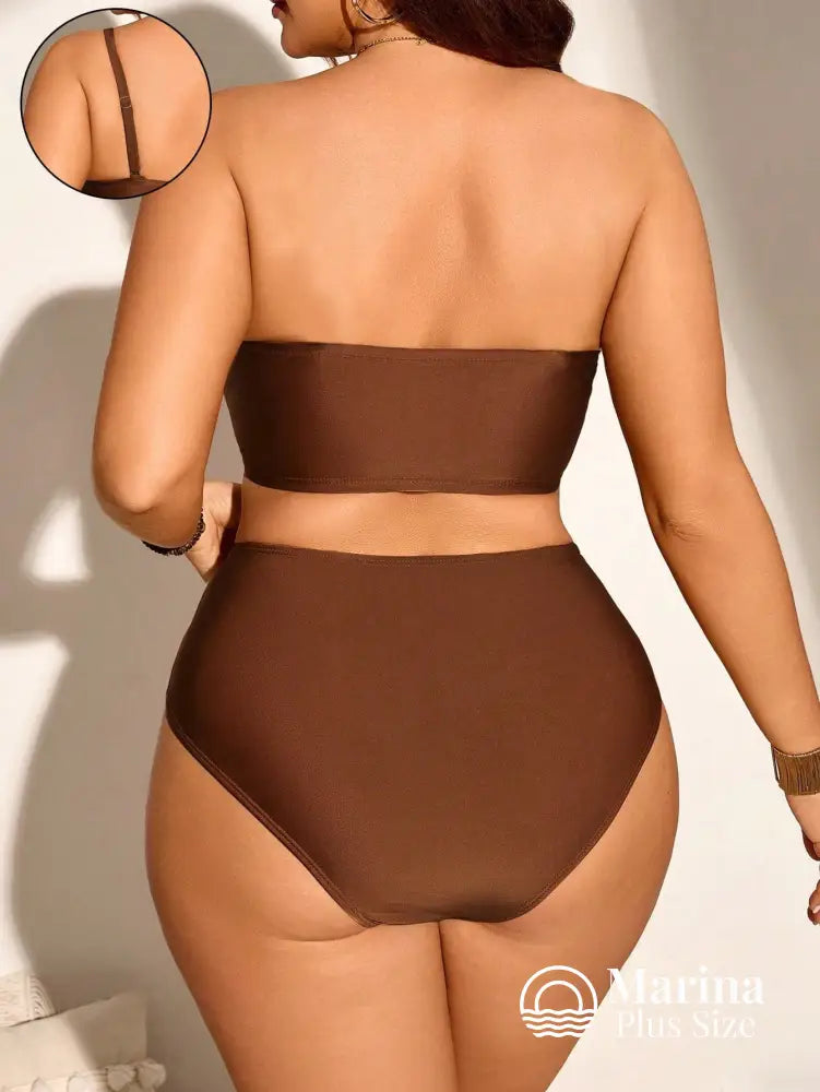 Biquíni Tomara Que Caia Cintura Alta Bicolor Plus Size Biquíni Tomara Que Caia Cintura Alta Bicolor Plus Size