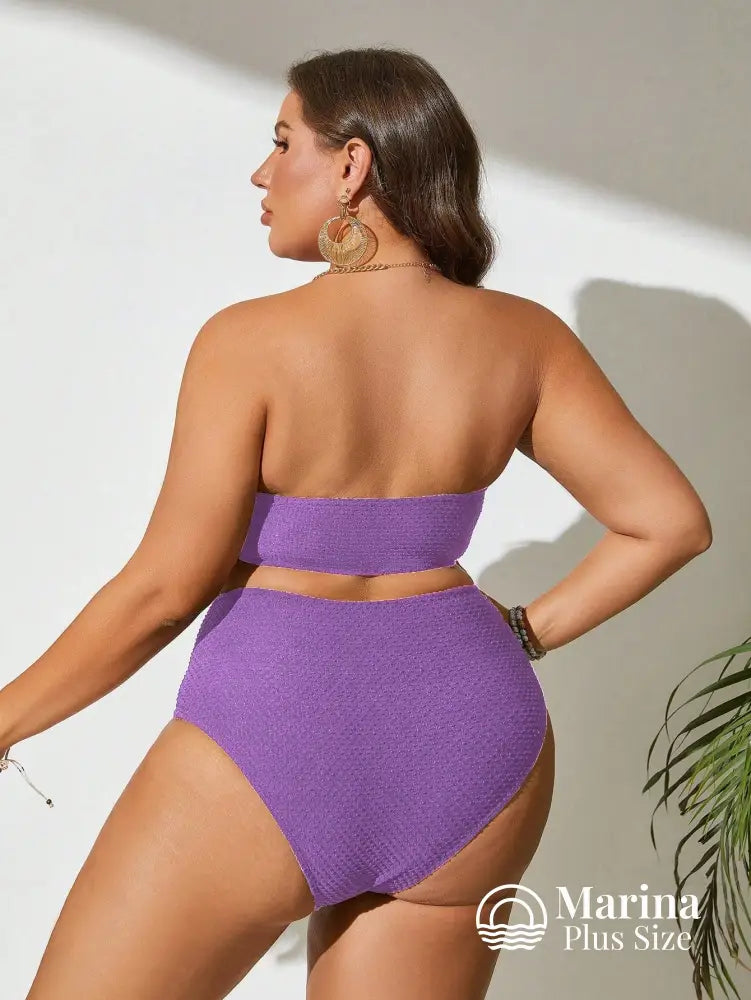 Biquíni Tomara Que Caia Texturizado Cintura Alta Plus Size Biquíni Tomara Que Caia Texturizado Cintura Alta Plus Size