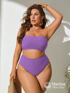 Biquíni Tomara Que Caia Texturizado Cintura Alta Plus Size Biquíni Tomara Que Caia Texturizado Cintura Alta Plus Size