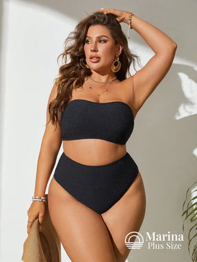 Biquíni Tomara Que Caia Texturizado Cintura Alta Plus Size Biquíni Tomara Que Caia Texturizado Cintura Alta Plus Size