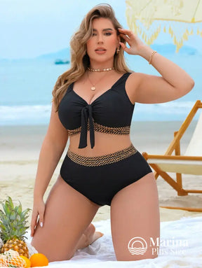 Biquíni Top Amarração Faixa Trançada Plus Size Biquíni Top Amarração Faixa Trançada Plus Size