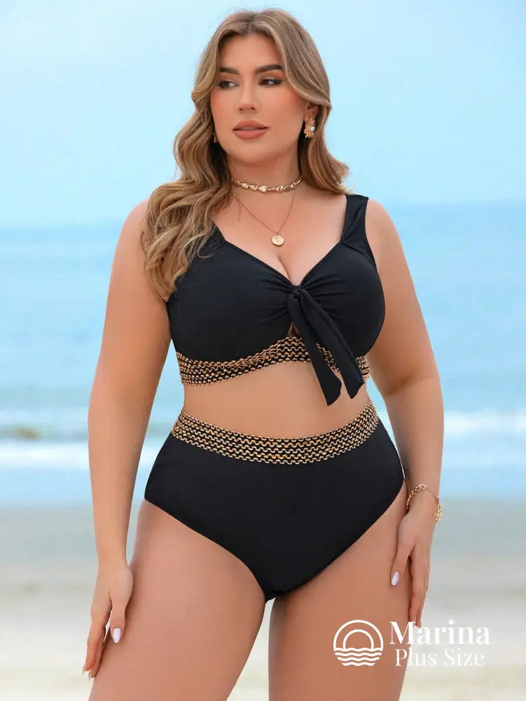 Biquíni Top Amarração Faixa Trançada Plus Size Biquíni Top Amarração Faixa Trançada Plus Size