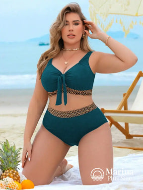 Biquíni Top Amarração Faixa Trançada Plus Size Biquíni Top Amarração Faixa Trançada Plus Size