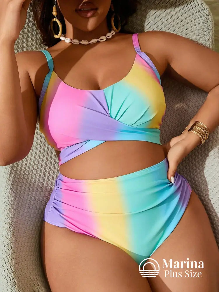 Biquíni Top Cruzado Cintura Alta Plus Size Cor 1 / G Biquíni Top Cruzado Cintura Alta Plus Size