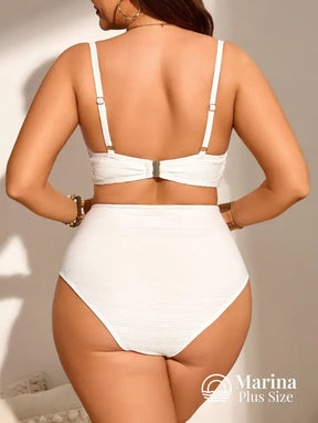 Biquíni Top Drapeado Cintura Alta Modelador Plus Size Biquíni Top Drapeado Cintura Alta Modelador Plus Size