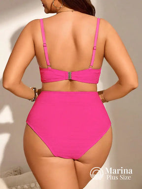 Biquíni Top Drapeado Cintura Alta Modelador Plus Size Biquíni Top Drapeado Cintura Alta Modelador Plus Size