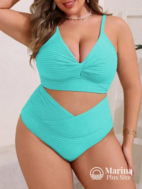 Biquíni Transpassado Canelado Cintura Alta Plus Size Biquíni Transpassado Canelado Cintura Alta Plus Size