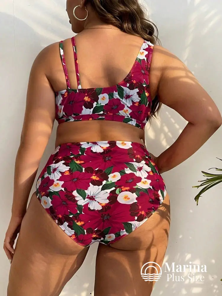 Biquíni Transpassado Estampa Floral Cintura Alta Plus Size Biquíni Transpassado Estampa Floral Cintura Alta Plus Size