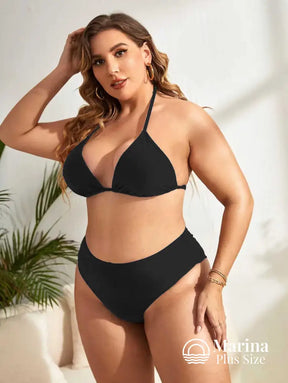 Biquíni Triângulo Cintura Alta Amarração Plus Size Biquíni Triângulo Cintura Alta Amarração Plus Size