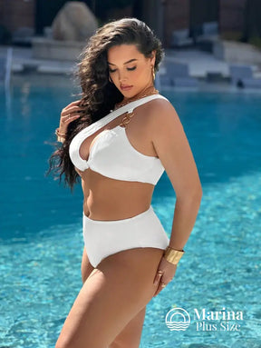 Biquíni Um Ombro Só Com Argolas Plus Size Biquíni Um Ombro Só Com Argolas Plus Size