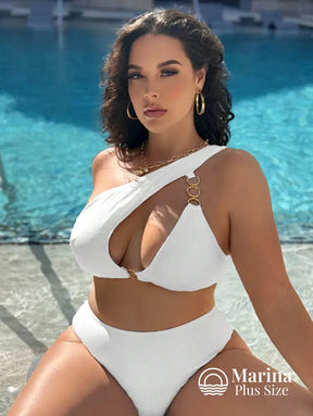 Biquíni Um Ombro Só Com Argolas Plus Size Biquíni Um Ombro Só Com Argolas Plus Size