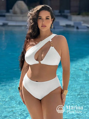 Biquíni Um Ombro Só Com Argolas Plus Size Biquíni Um Ombro Só Com Argolas Plus Size