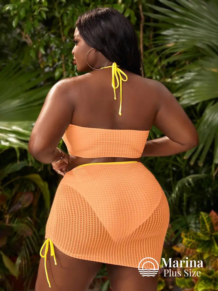 Conjunto Biquíni 3 Peças Canelado Tomara Que Caia Plus Size Conjunto Biquíni 3 Peças Canelado Tomara Que Caia Plus Size