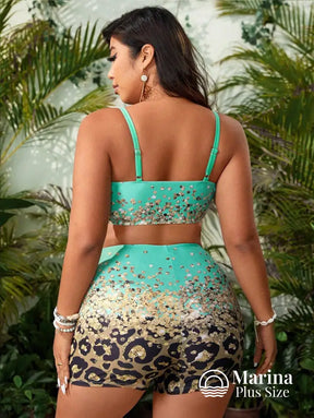 Conjunto Biquíni 3 Peças Estampa Animal Print Plus Size Conjunto Biquíni 3 Peças Estampa Animal Print Plus Size