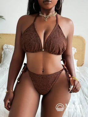 Conjunto Biquíni 3 Peças Rendado Saia Longa Ajustável Plus Size Conjunto Biquíni 3 Peças Rendado Saia Longa Ajustável