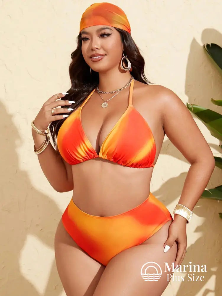 Conjunto Biquíni 3 Peças Saia Franzida Plus Size Conjunto Biquíni 3 Peças Saia Franzida Plus Size