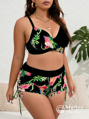 Conjunto Biquíni Estampa Tropical Top Estruturado Plus Size Conjunto Biquíni Estampa Tropical Top Estruturado Plus Size