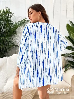 Conjunto Biquíni Saída Estampa Abstrata Top Transpassado Plus Size Conjunto Biquíni Saída Estampa Tropical Top