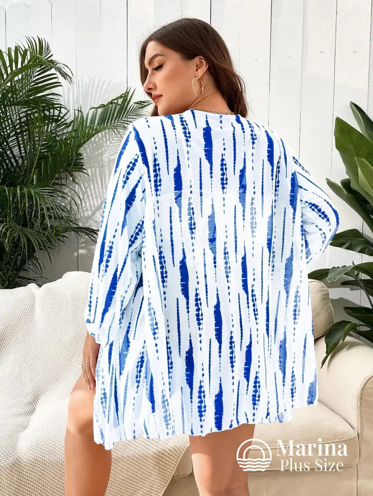 Conjunto Biquíni Saída Estampa Abstrata Top Transpassado Plus Size Conjunto Biquíni Saída Estampa Tropical Top