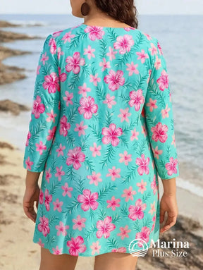 Conjunto Biquíni Saída Floral Top Transpassado Plus Size Conjunto Biquíni Saída Floral Top Transpassado Plus Size