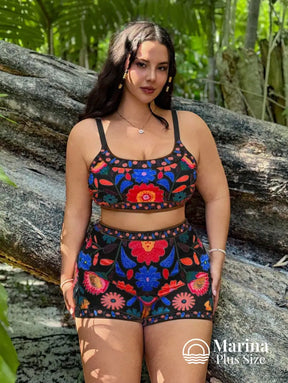 Conjunto Praia Estampa Floral Com Kimono Leve Plus Size Conjunto Praia Estampa Floral Com Kimono Leve Plus Size