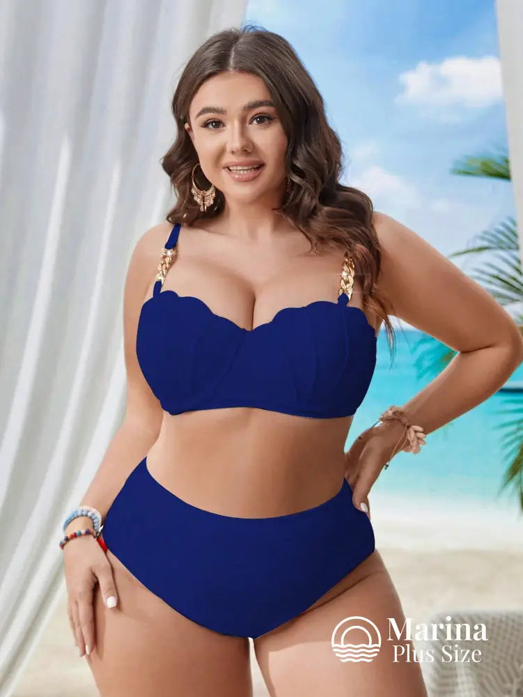 Conjunto Praia Top Alças Douradas Pareô Assimétrico Plus Size Conjunto Praia Top Alças Douradas Pareô Assimétrico Plus