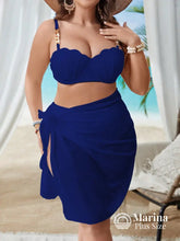 Conjunto Praia Top Alças Douradas Pareô Assimétrico Plus Size Azul-marinho / G Conjunto Praia Top Alças Douradas Pareô
