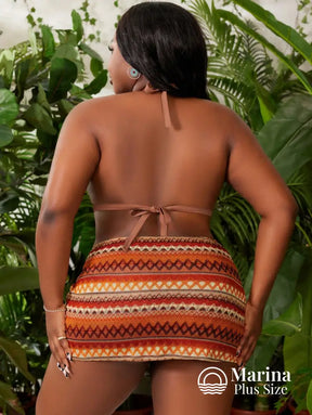 Conjunto Praia Top E Saia Estampa Étnica Plus Size Conjunto Praia Top E Saia Estampa Étnica Plus Size