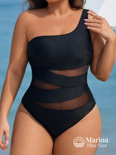 Maiô Assimétrico Tule Transparente Recortes Modernos Plus Size Preto / G Maiô Assimétrico Tule Transparente Recortes