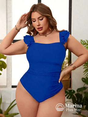 Maiô Babados Nos Ombros E Drapeado Na Cintura Plus Size Maiô Babados Nos Ombros E Drapeado Na Cintura Plus Size