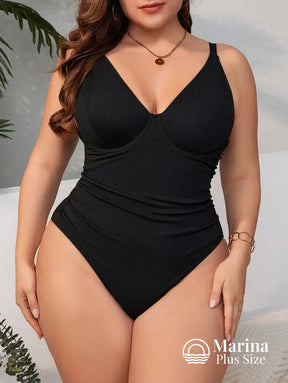 Maiô Canelado Bojo Estruturado Modelagem Elegante Plus Size Preto / G Maiô Canelado Bojo Estruturado Modelagem Elegante