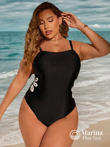 Maiô Clássico Recortes Vazados Laterais Modelagem Plus Size Branco / G Maiô Clássico Recortes Vazados Laterais