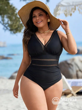 Maiô Elegante Detalhe Rendada Na Cintura Plus Size Maiô Elegante Detalhe Rendada Na Cintura Plus Size