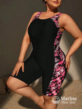 Maiô Esportivo Estampado Shorts Embutido Painéis Laterais Plus Size Rosa / G Maiô Esportivo Estampado Shorts Embutido