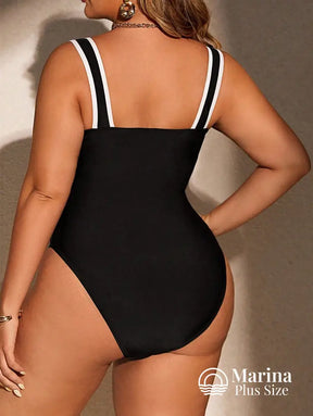 Maiô Estruturado Aro Recortes Contrastantes Plus Size Maiô Estruturado Aro Recortes Contrastantes Plus Size