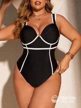 Maiô Estruturado Aro Recortes Contrastantes Plus Size Preto / G Maiô Estruturado Aro Recortes Contrastantes Plus Size